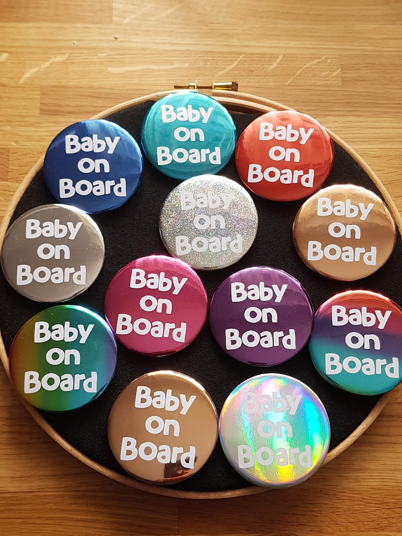 Pregnancy / Baby On Board Round Badge - Foiled