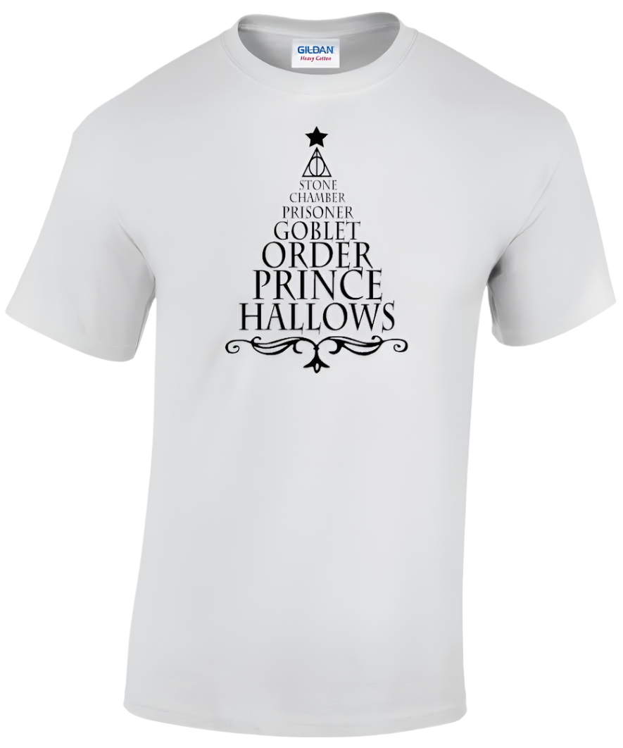 Harry Potter Titles Christmas Tree T-shirts (Monotone)
