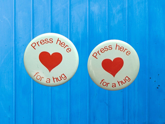 2 Hug Buttons - Badges, Flatback Tokens or Keyrings