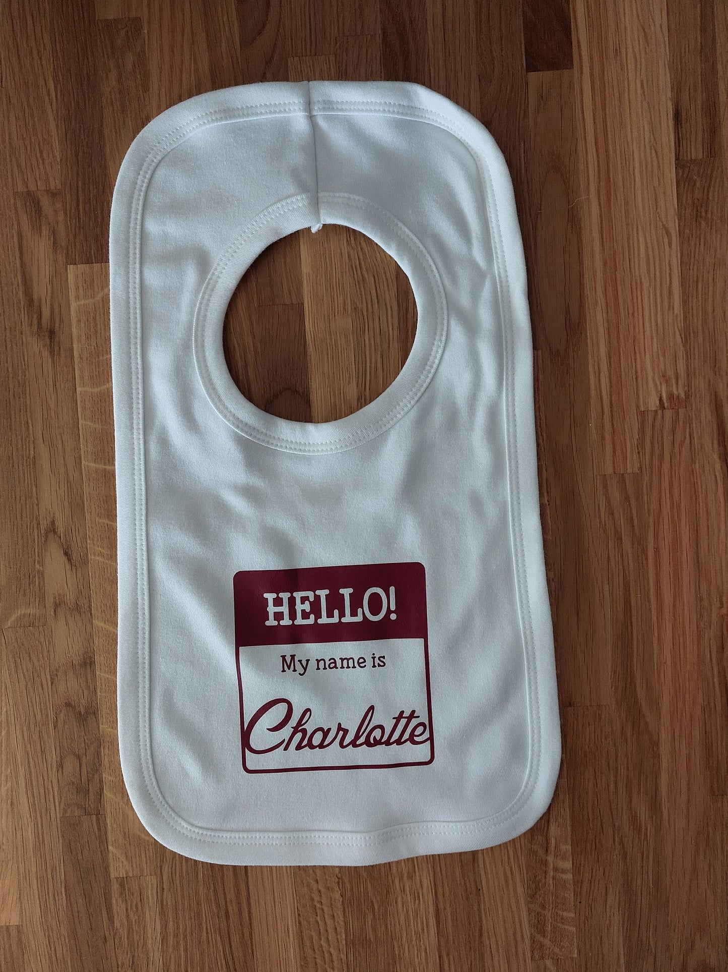 Personalised Baby Bib 'Hello! My name is...'