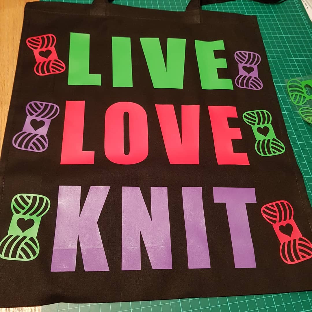 Knitting Theme Tote Bag