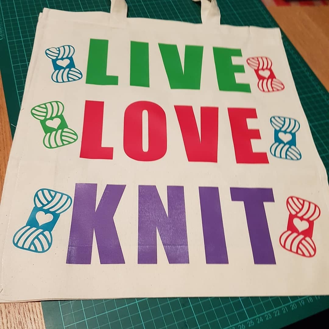 Knitting Theme Tote Bag