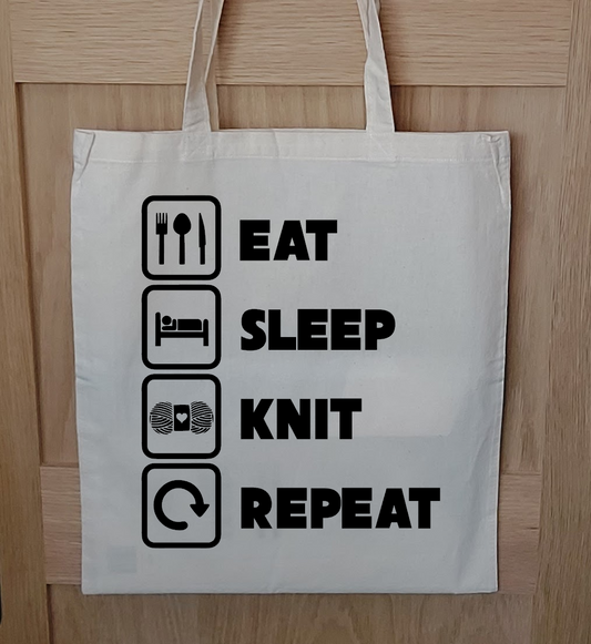 Knitting Theme Tote Bag