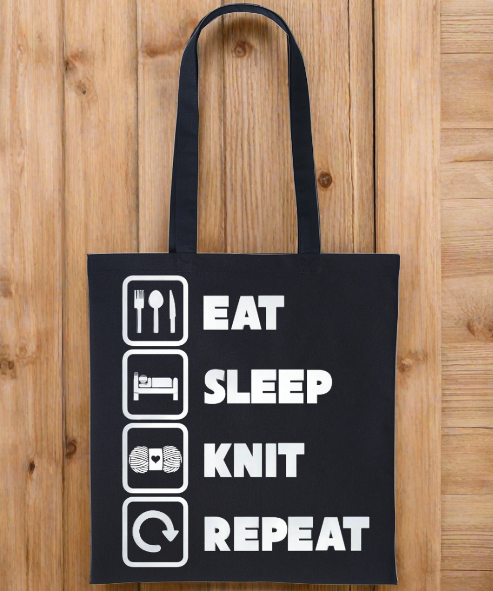 Knitting Theme Tote Bag