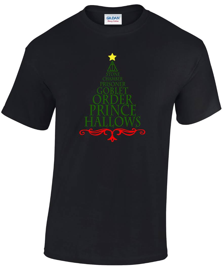 Harry Potter Titles Christmas Tree T-shirts (Colour)