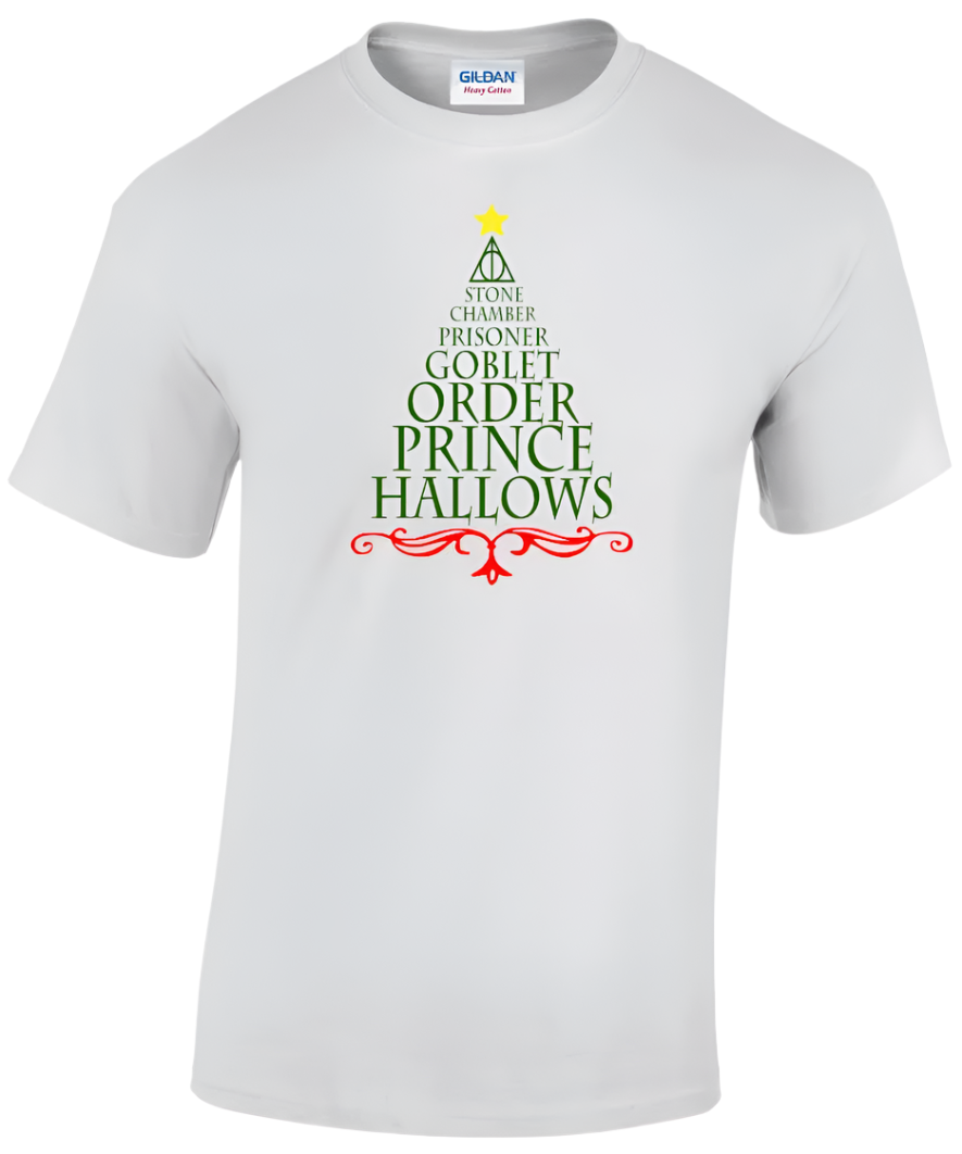 Harry Potter Titles Christmas Tree T-shirts (Colour)