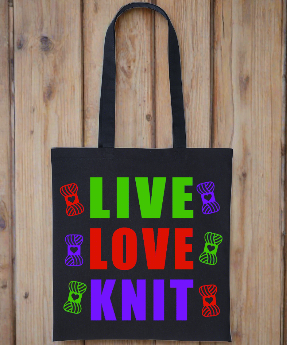 Knitting Theme Tote Bag