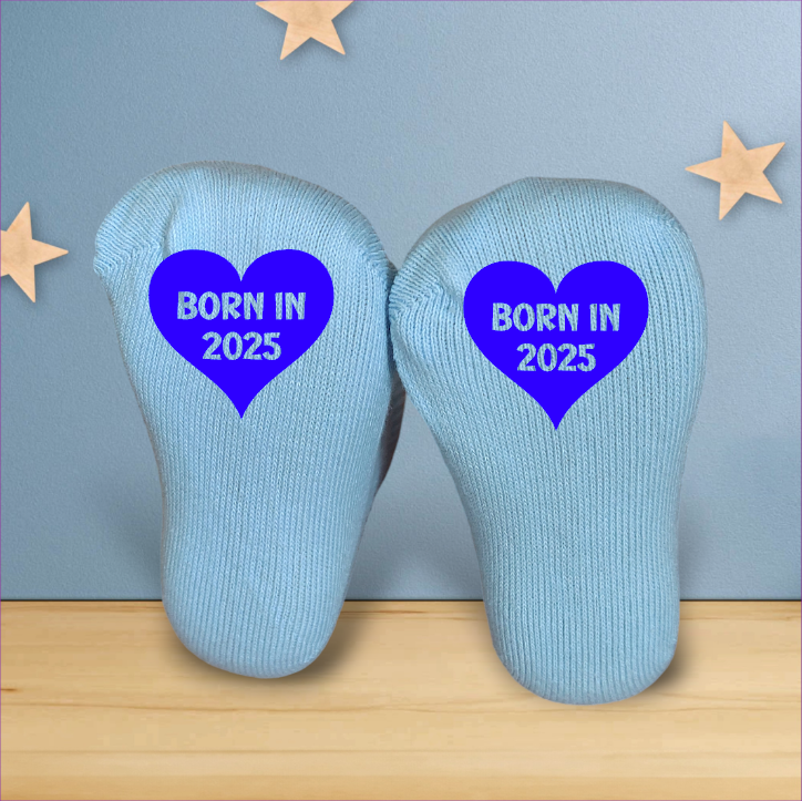 Born In 2025 Heart Baby Socks